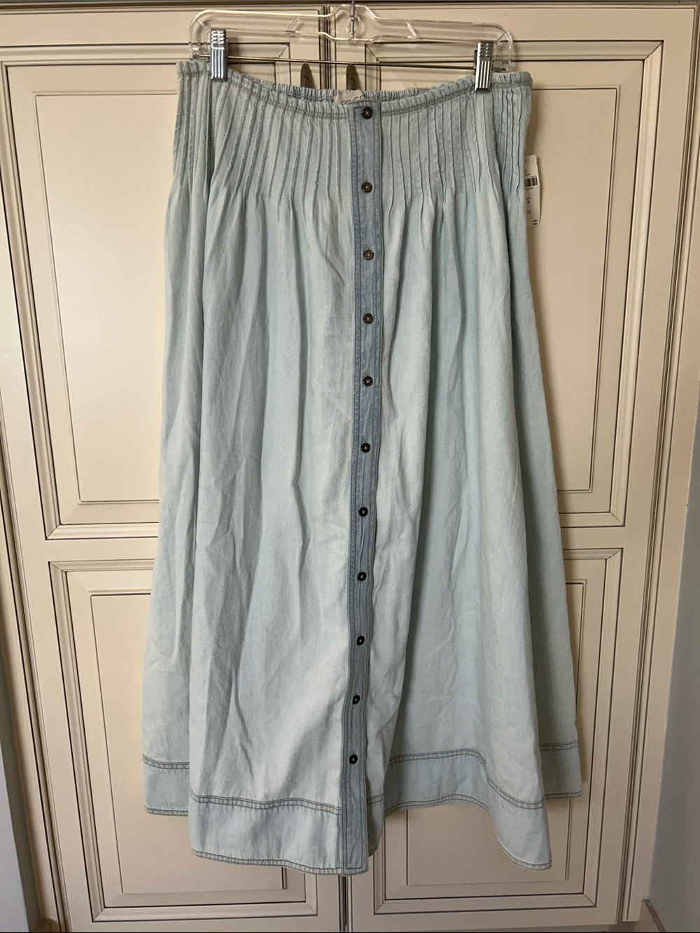Pilcro Light Blue Pintuck Basque-waist Maxi Skirt NWT - Picture 2 of 15